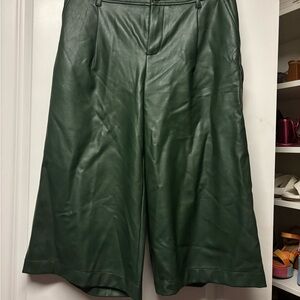 Anthropologie Olive Green Leather Pants